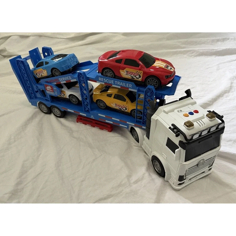 Semi Truck Toy for Boy Ages 3 4 5 6, Adjustable Double Decker Carrier Truck Used